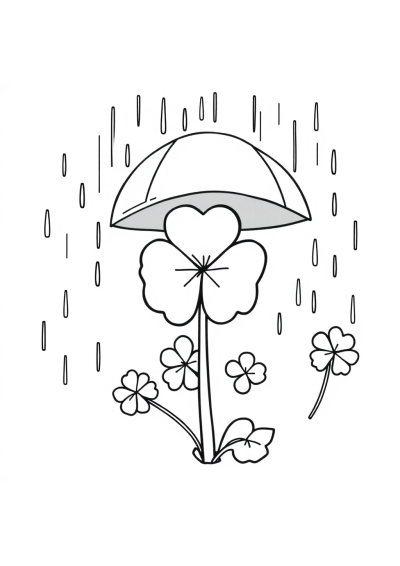 St Patricks Shamrock In Rain Coloring Page