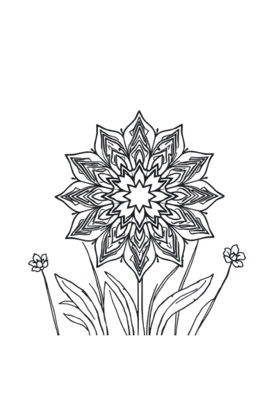 Star Mandala In Garden Coloring Page