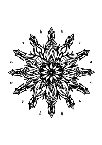Star Mandala In Rain Coloring Page