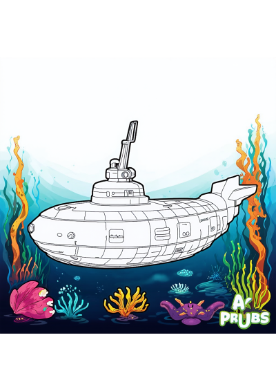 Submarine Underwater Coloring Page