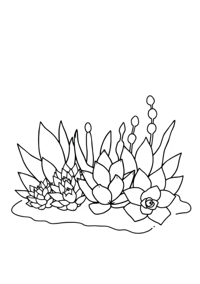 Succulent Plants In Winter Coloring Page