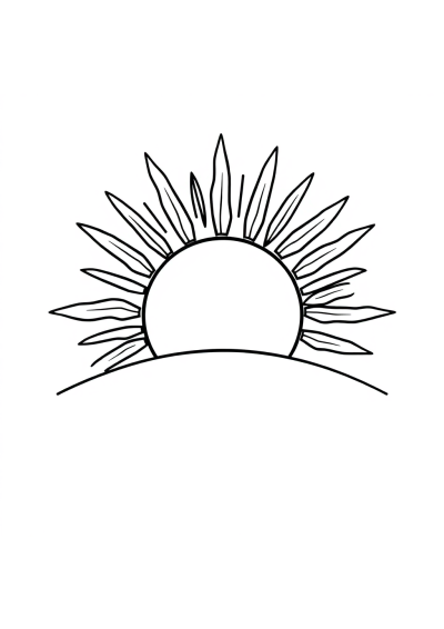 Sun With Rays At Sunset Coloring Page