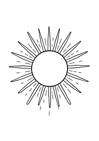 Sun With Rays In Rain Coloring Page