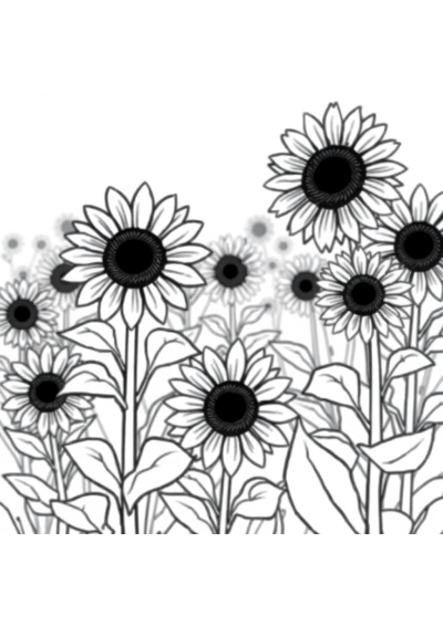 Sunflower Field In Garden Coloring Page