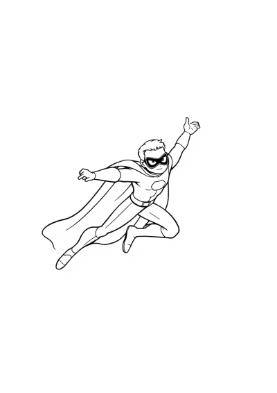 Superhero Flying In Space Coloring Page