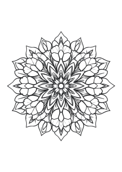 Symmetrical Mandala Pattern With Flowers Coloring Page