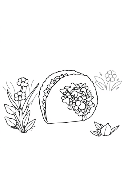 Taco In Garden Coloring Page