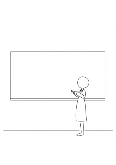 Teacher At Blackboard Coloring Page