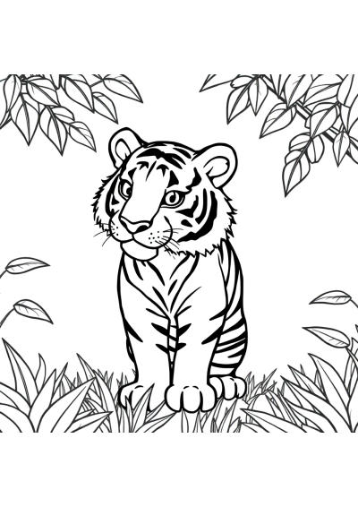 Tiger In Jungle Coloring Page