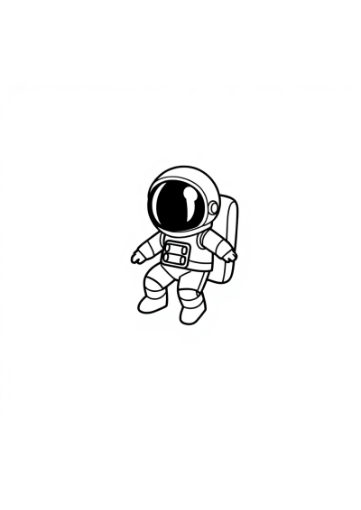 Tiny Astronaut On Moon Coloring Page