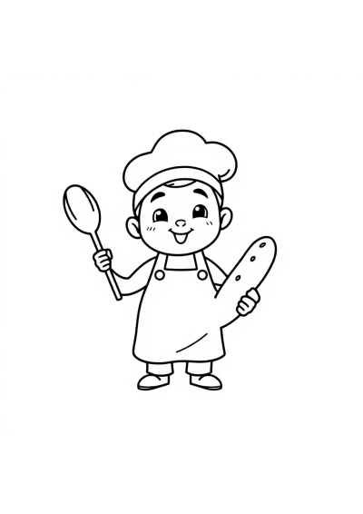 Tiny Baker With Bread Coloring Page