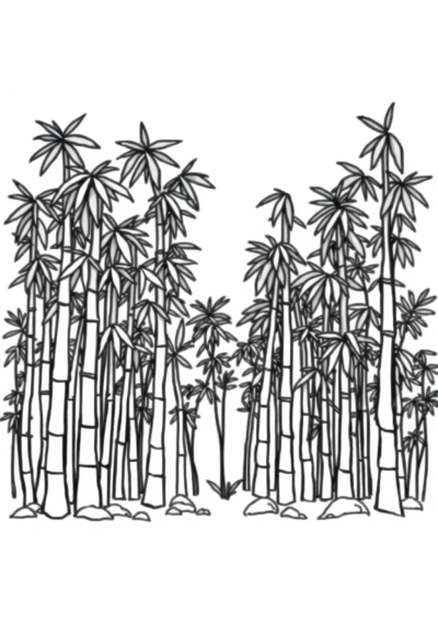 Tiny Bamboo Forest Coloring Page