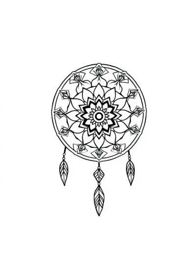 Tiny Dreamcatcher Mandala Coloring Page