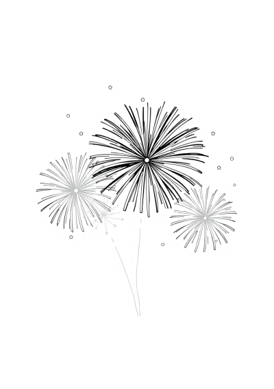 Tiny Fireworks Celebration Coloring Page