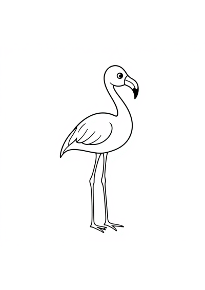 Tiny Flamingo Standing Coloring Page