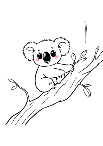 Tiny Koala On Tree Coloring Page