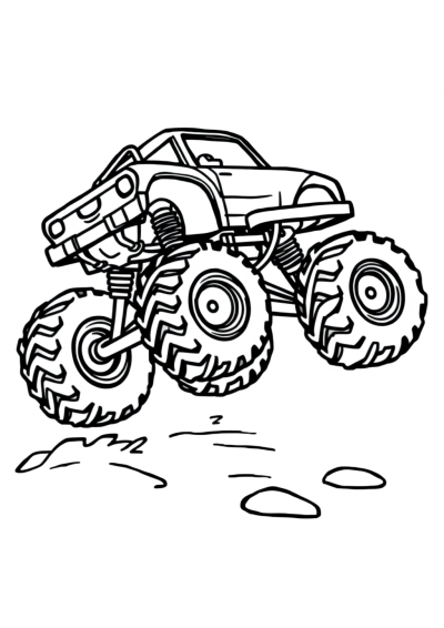 Tiny Monster Truck Jumping Coloring Page