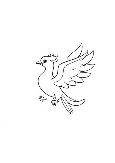 Tiny Phoenix Rising Coloring Page