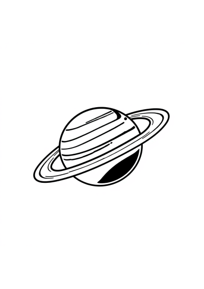 Tiny Planet Saturn With Rings Coloring Page