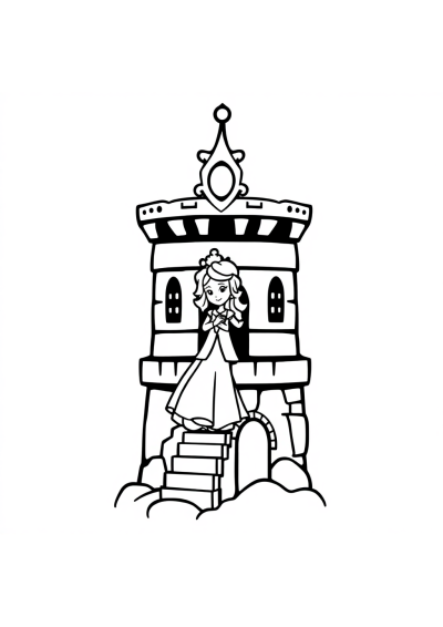 Tiny Princess In Tower Coloring Page
