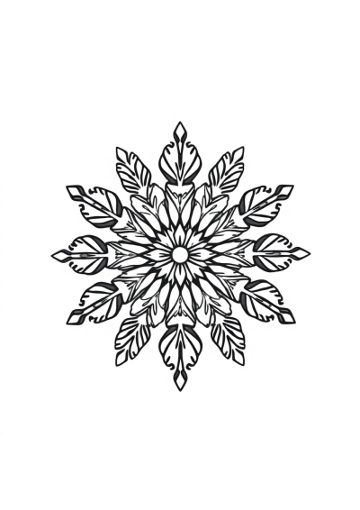 Tiny Snowflake Mandala Coloring Page