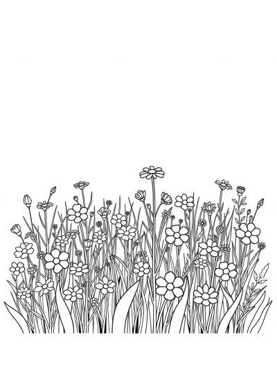 Tiny Wildflower Field Coloring Page