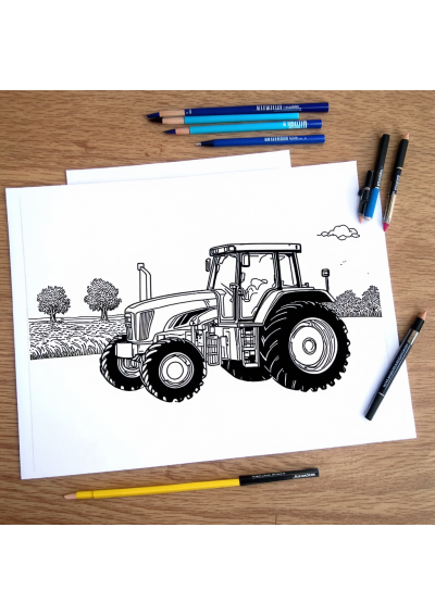 Tractor On Farm Coloring Page