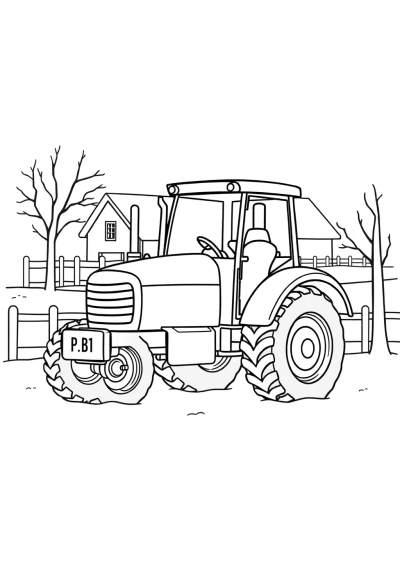 Tractor On Farm In Winter Coloring Page