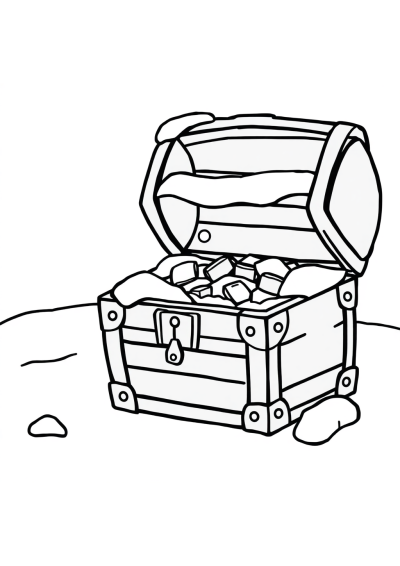 Treasure Chest In Winter Coloring Page