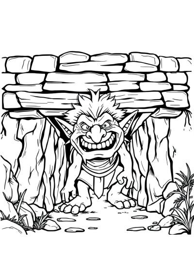 Troll Under Bridge Coloring Page