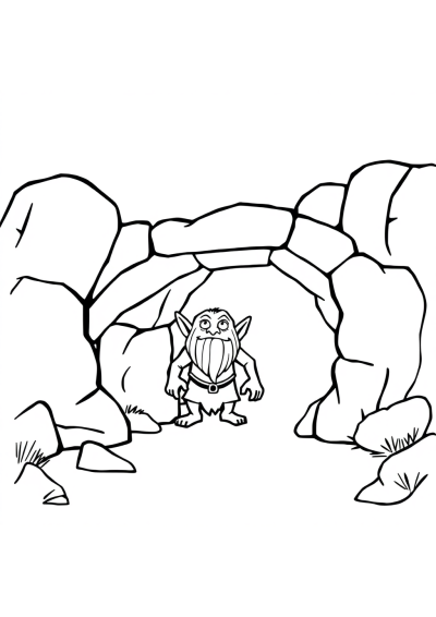 Troll Under Bridge At Night Coloring Page