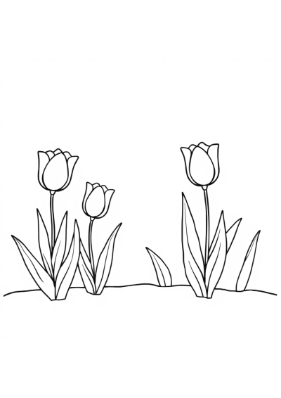 Tulip Garden In Space Coloring Page