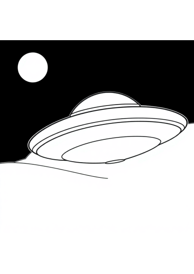 Ufo Flying Saucer At Night Coloring Page