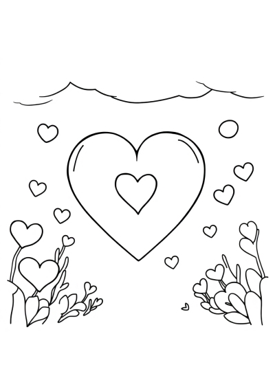 Valentines Heart Underwater Coloring Page