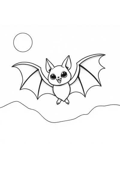 Vampire Bat At Night Coloring Page