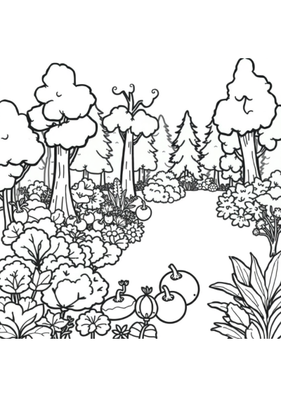 Vegetable Garden In Forest Coloring Page