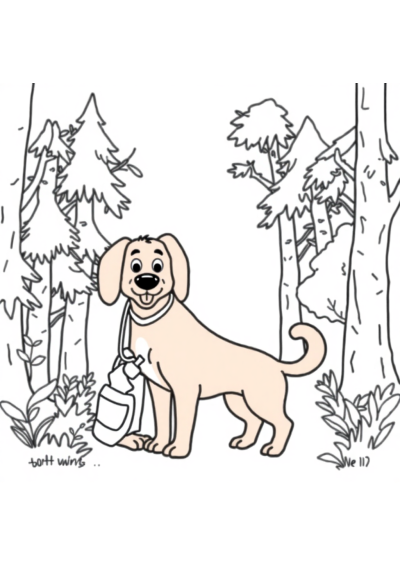 Veterinarian With Pet In Forest Coloring Page