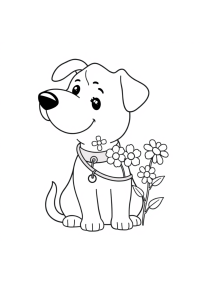 Veterinarian With Pet With Flowers Coloring Page