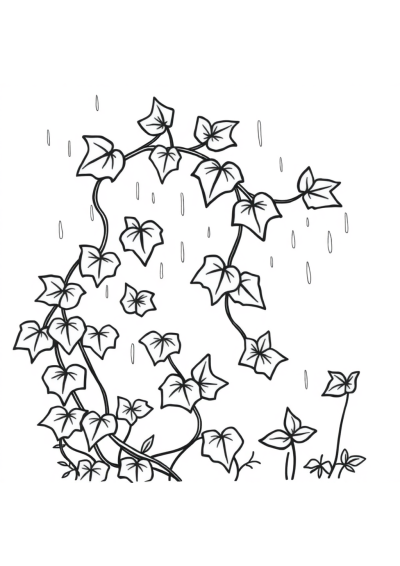 Vine With Leaves In Rain Coloring Page