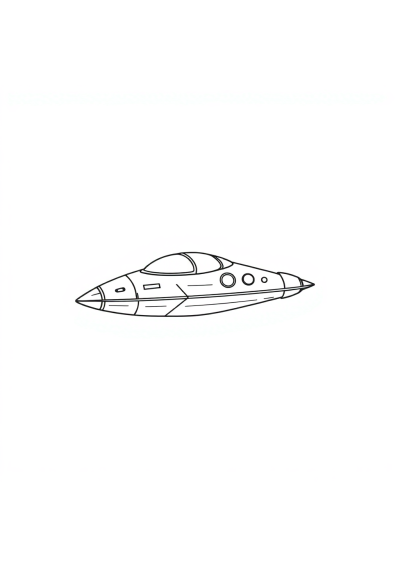 Vintage Alien Spaceship Coloring Page