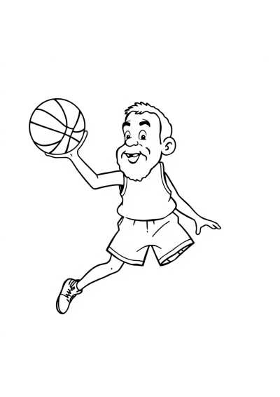 Vintage Basketball Player Coloring Page