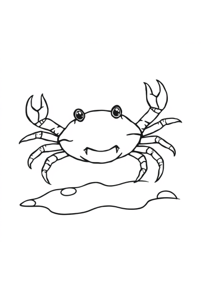 Vintage Crab On Beach Coloring Page