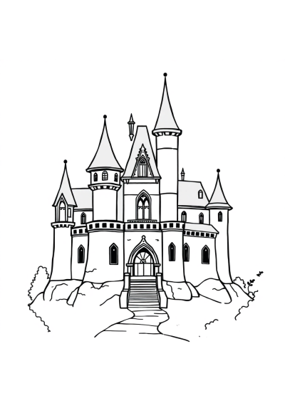 Vintage Enchanted Castle Coloring Page