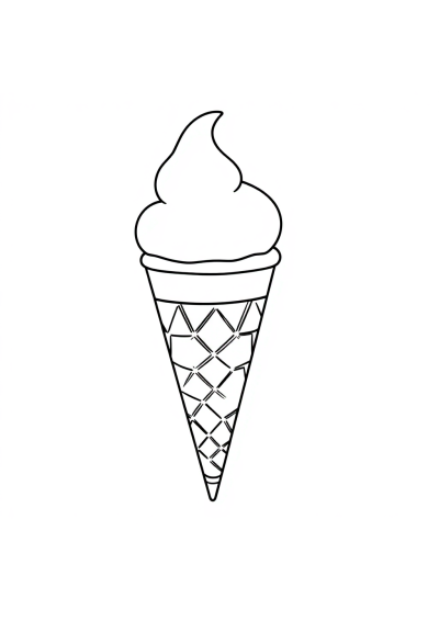 Vintage Ice Cream Cone Coloring Page