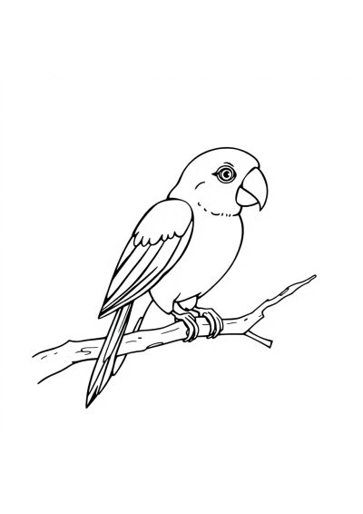Vintage Parrot On Branch Coloring Page