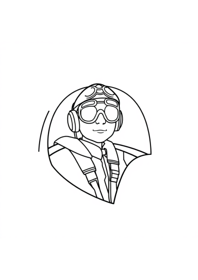 Vintage Pilot In Cockpit Coloring Page