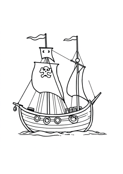 Vintage Pirate Ship Coloring Page