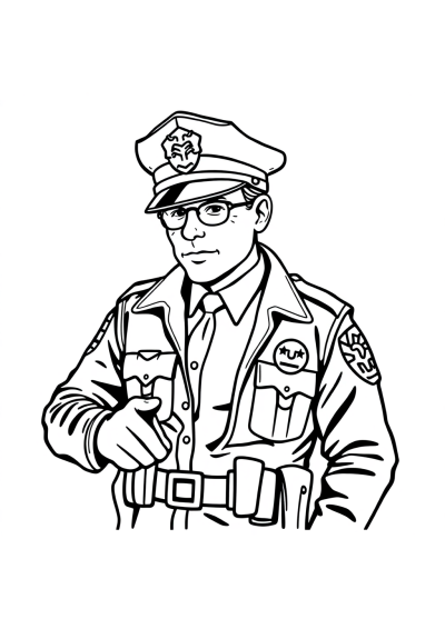 Vintage Police Officer Coloring Page