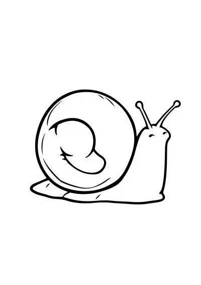 Vintage Snail With Shell Coloring Page