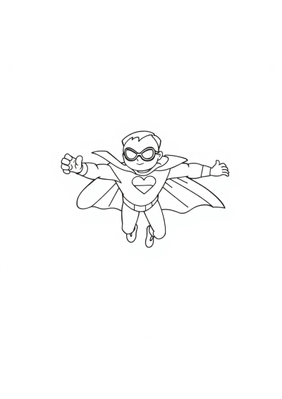 Vintage Superhero Flying Coloring Page